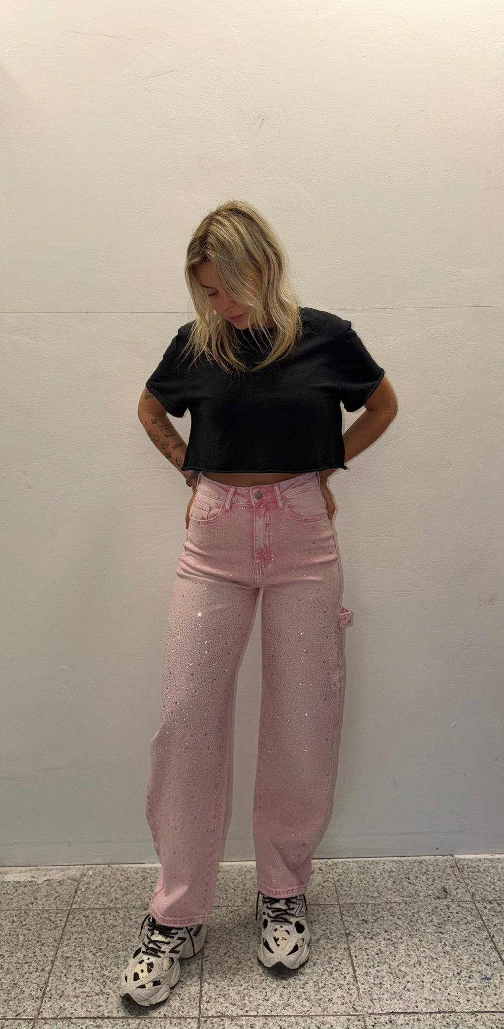 jeans glitter rosa