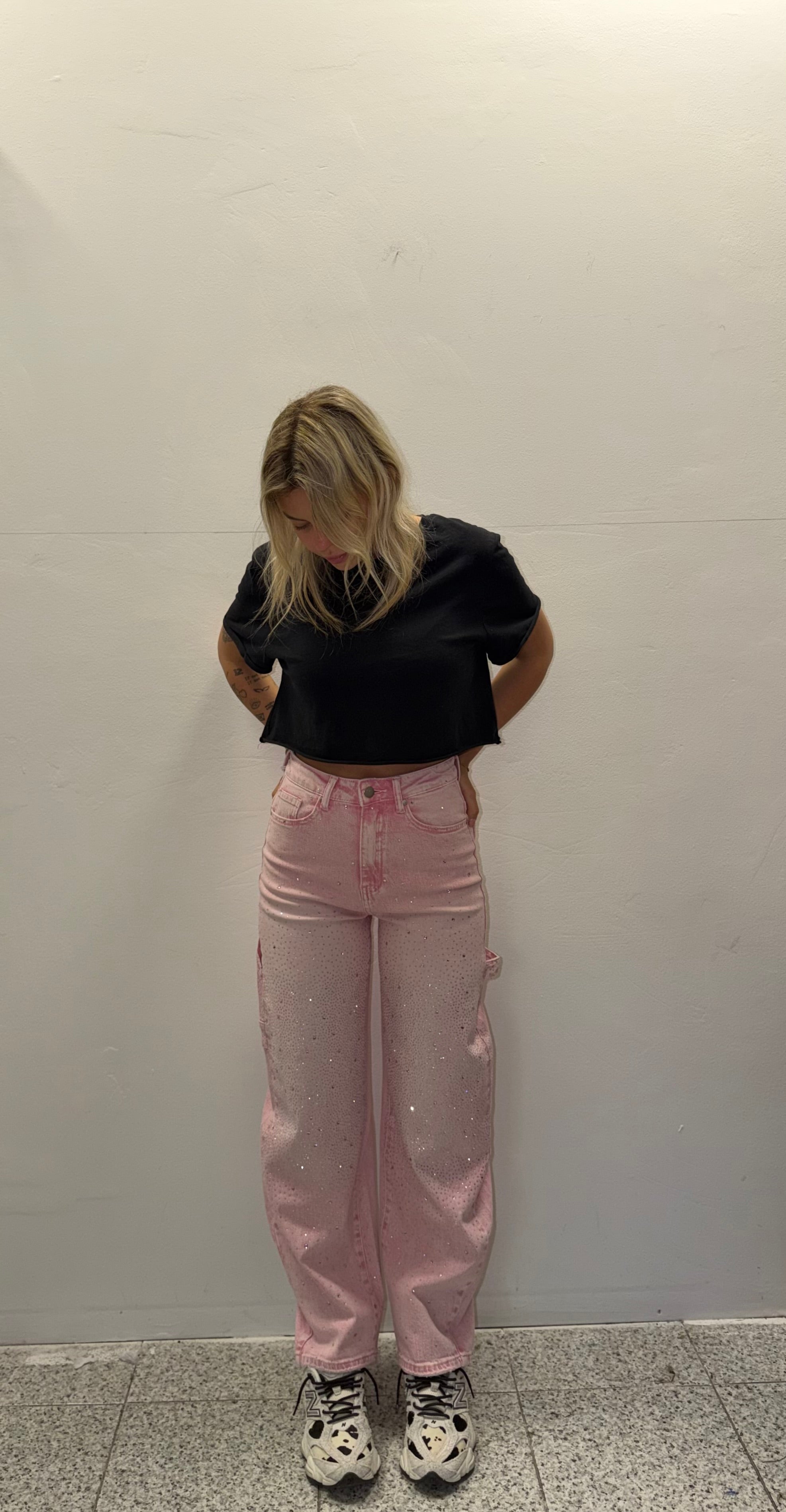 jeans glitter rosa