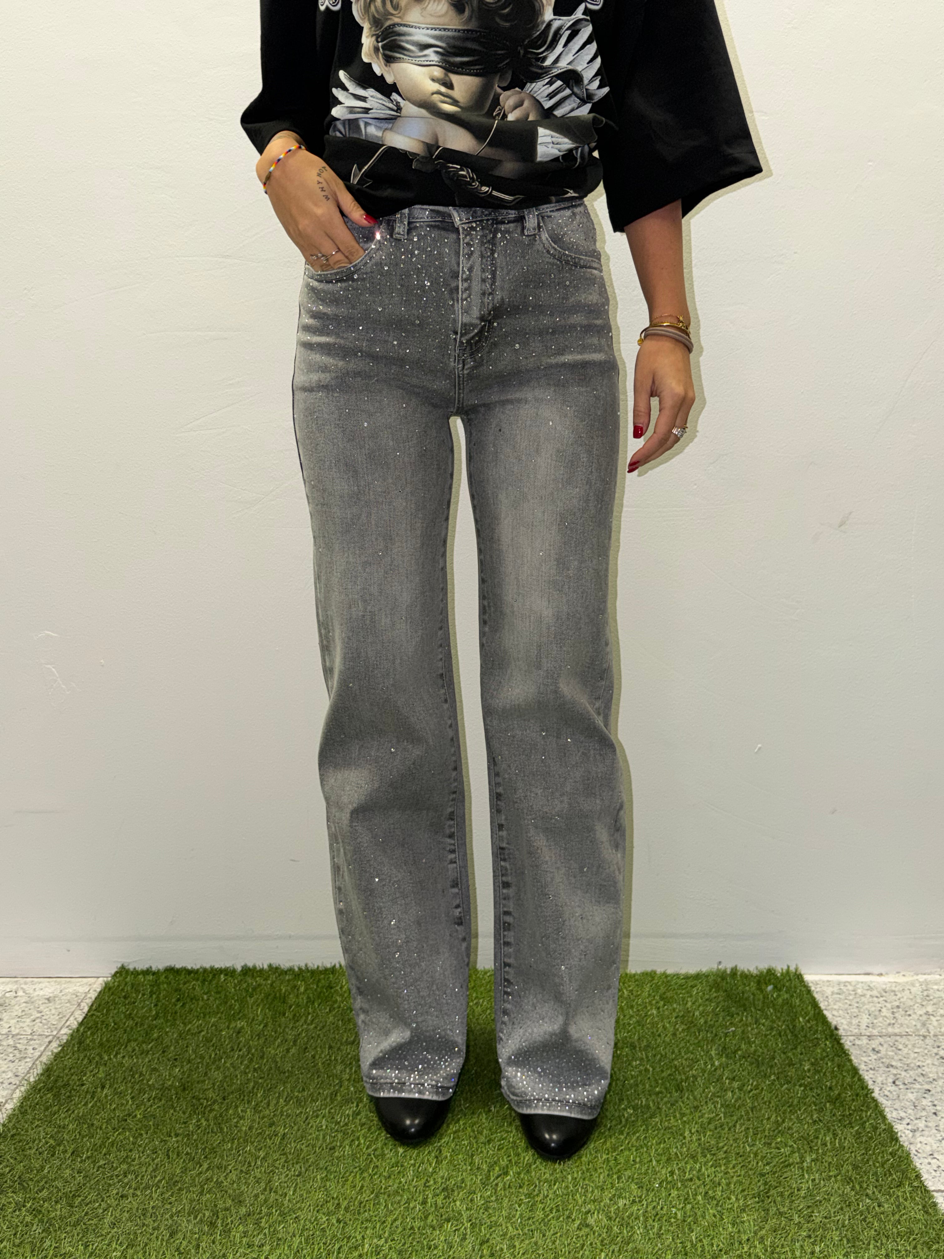 JEANS GRIGI SWAROSKI