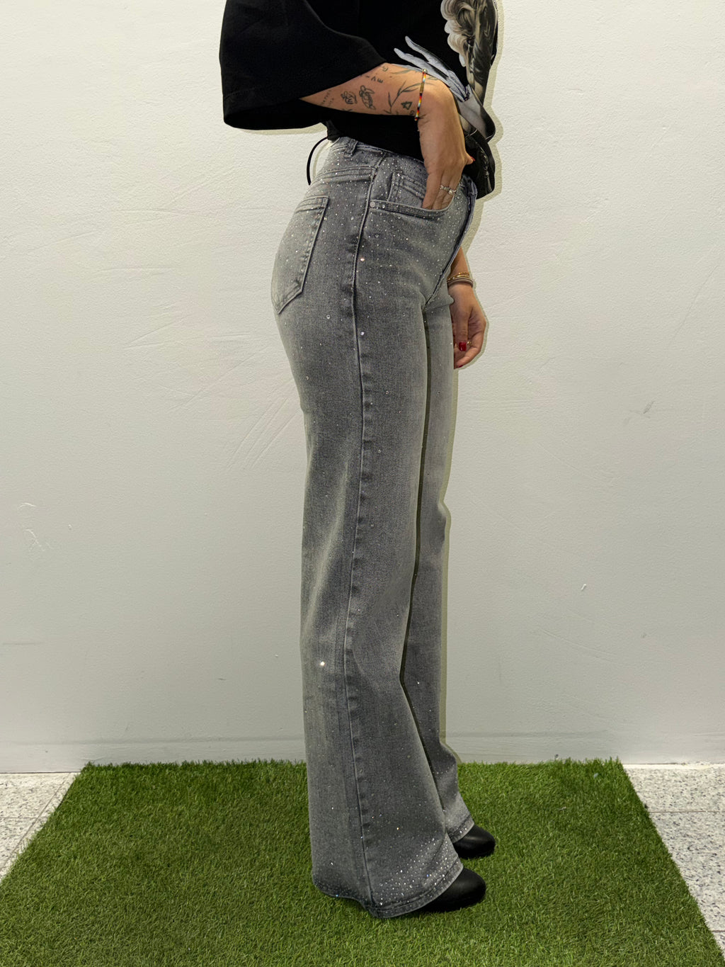 JEANS GRIGI SWAROSKI