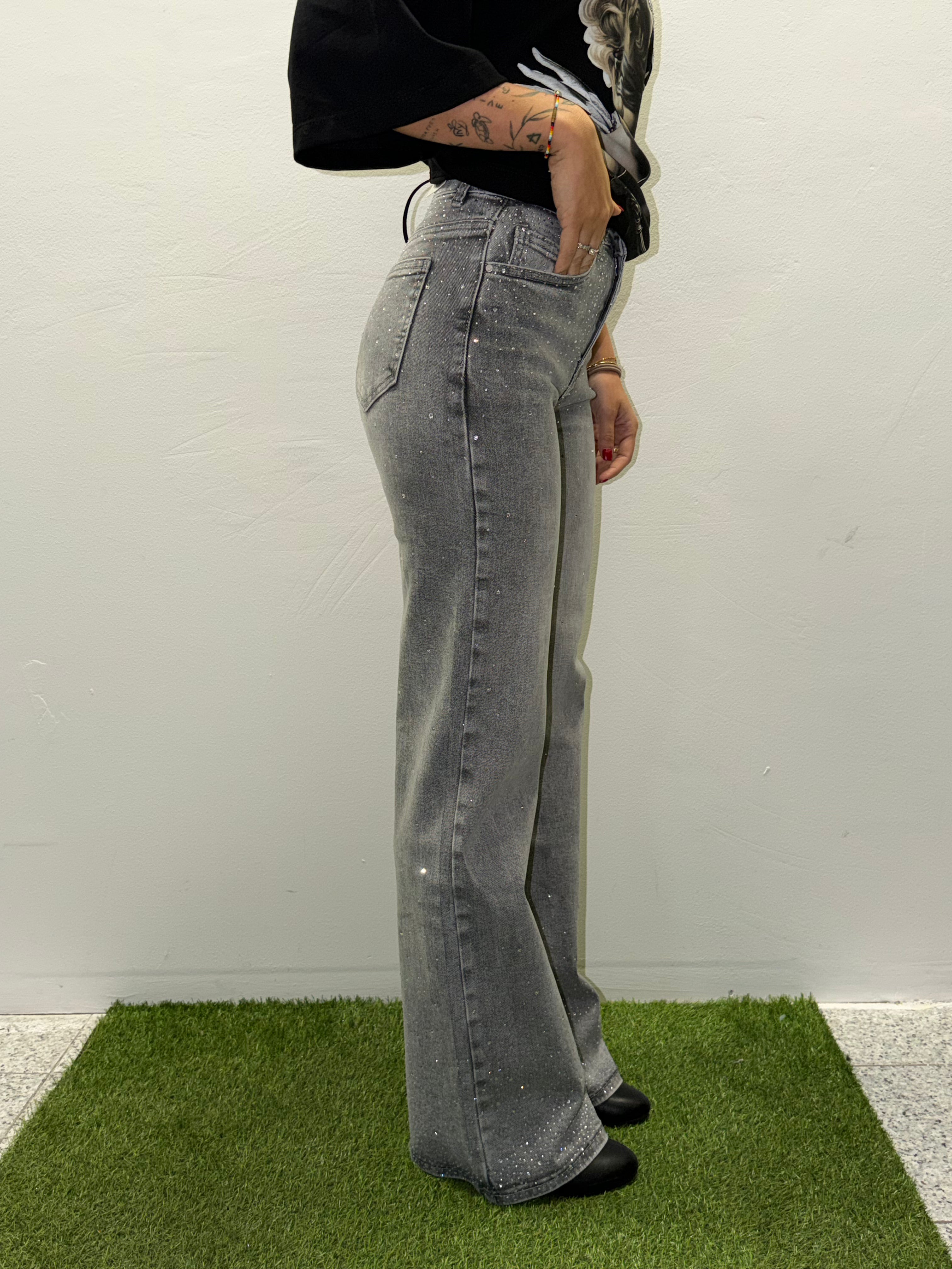 JEANS GRIGI SWAROSKI